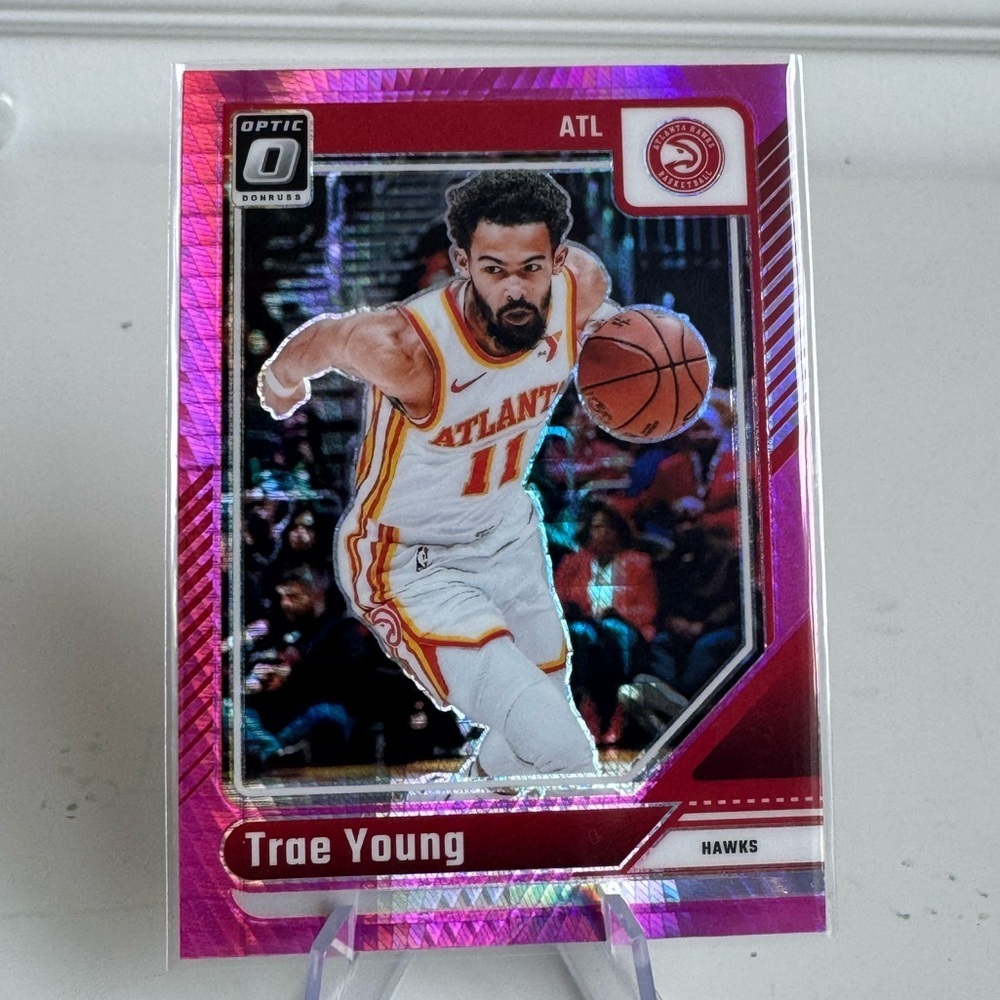 2024 2025 Panini Donruss Optic Prizm Trae Young Pink Wave Mint condition